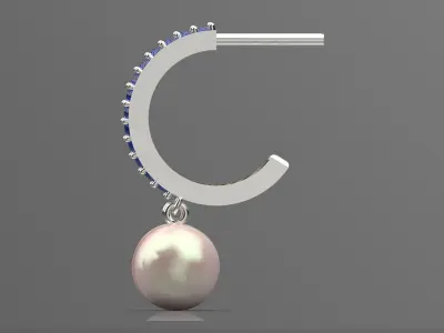 pearl diamond gold earring pe0029 3D print model