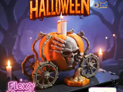 Flexi Pumpkin Carriage  3D Printable Toy and Candle Holder 3D print model