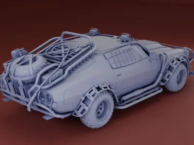 Post Apocalyptic 1970 Chevrolet Camaro Mid-Poly 3D model Low-poly 3D model