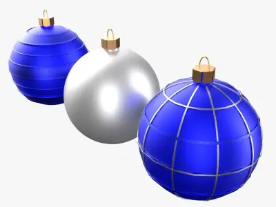 Christmas Tree Ornament Set3 - Blue White Low-poly 3D model