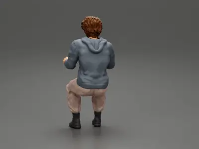 Man sitting on driver seat in car 3D print model