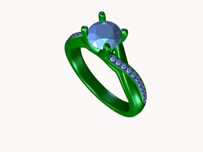 aj-030 diamond engagement ring gold 3D print model