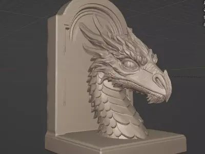 Dragon Head Bookend Male Female e Dual Collection 3D print model