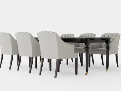 Modus black with Delano chair sand Dining Set Low-poly 3D model