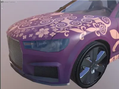 4K pbr texture low poly car  Low-poly 3D model