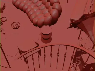 Mid Century interior scene 3D model