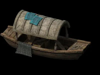 Game Traffic - Small wooden boat 07 3D model