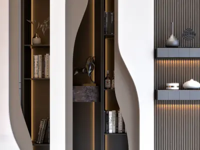 Wall Decore    TV Wall    cabinet      library      3D model