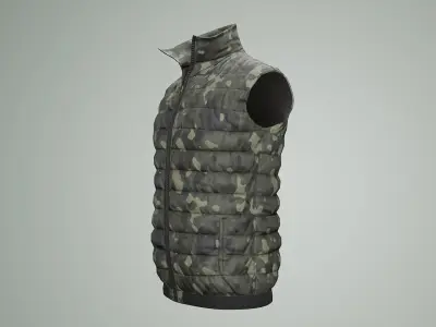 Jacket Sleeveless Camouflage  Low-poly 3D model