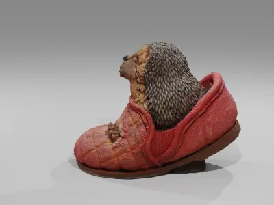 Hedgehog in a Shoe Low-poly 3D model