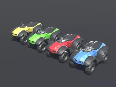 ATV Low Poly four different colored atvs Low-poly 3D model