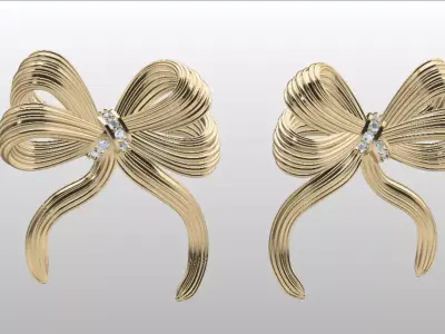 luxury bow elegant earrings 3D print model