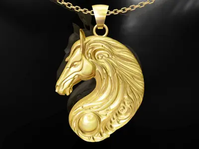 Head Horse Pendant Jewelry Gold 3D print model