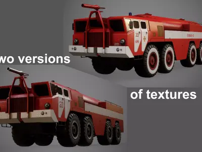 Aviation fire truck AA 60 Low-poly 3D model