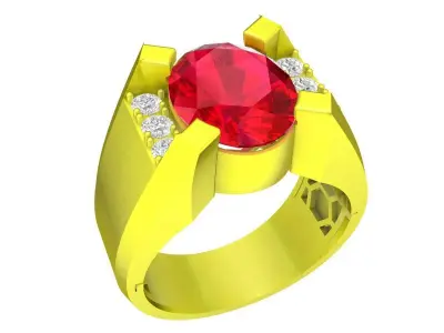 A7614 Luxury Diamond Oval Fashion Men Ring 3D print model