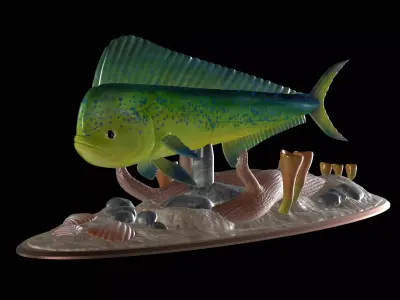 MAHI MAHI UNDERWATER STATUE DETAILED TEXTURE FOR 3D PRINTING 3D print model