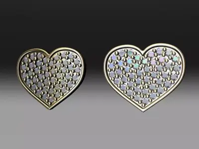 Heart Diamond Stud Earrings 3D print model