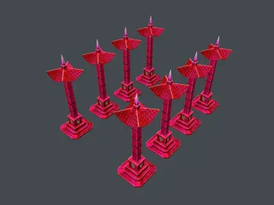 Low Poly Stylize Pillar Red Low-poly 3D model