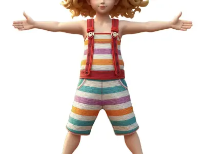 Playful Striped Overalls model pack Low-poly 3D model