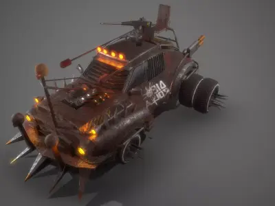 Post Apocalyptic Car Modular Pack Low-poly 3D model