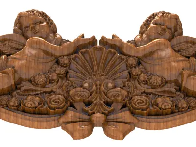 3D Model STL angel wooden carving of two angels 3D model