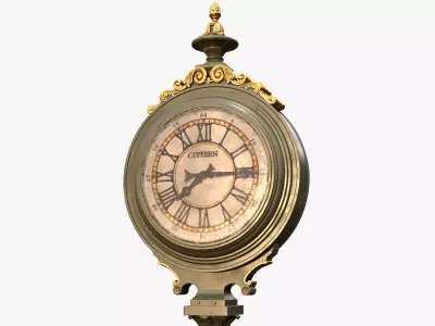 Street Clock Hight Low Poly Low-poly 3D model