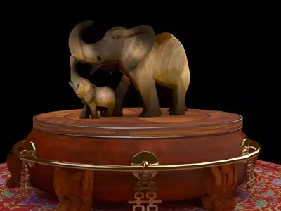 Chinese wooden elephant figure  3D model