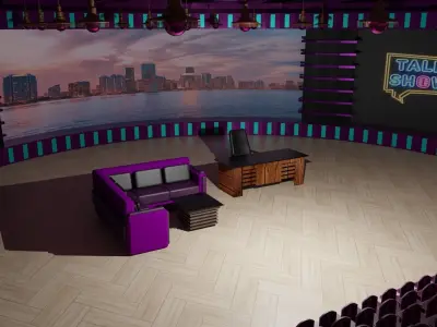 Talk Show TV Studio Low-poly 3D model