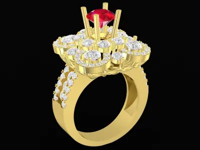 Luxury Three Tier Floral Halo Ring for Women  3509 3D print model