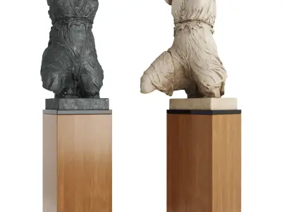 Roman woman torso sculpture Low-poly 3D model