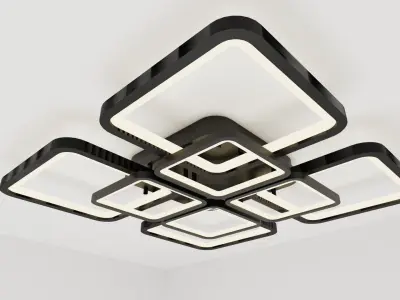 A modern square-shaped LED chandelier 3D model