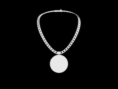 Blank Chain with Round Medallion Low-poly 3D model