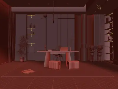 Office Workplace Interior Scene  3D model