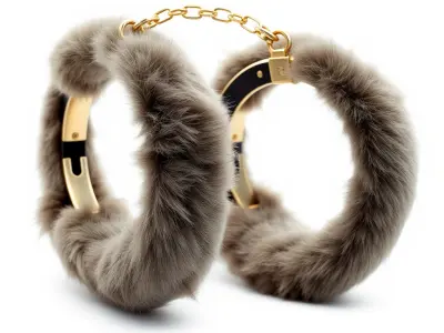 Luxury Fur Handcuffs with Gold Details model pack Low-poly 3D model
