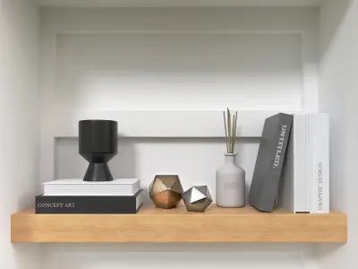 Wall Shelf with Decoration V02 3D model