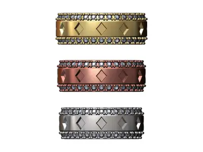 Playing cards diamond sides cigar band US sizes 7 8 9 3D print model