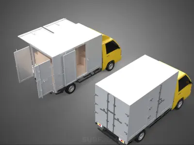 LIGHT DUTY BOX TRUCK DELIVERY CARGO PACKAGE PICKUP VAN LORRY CAR 3D model