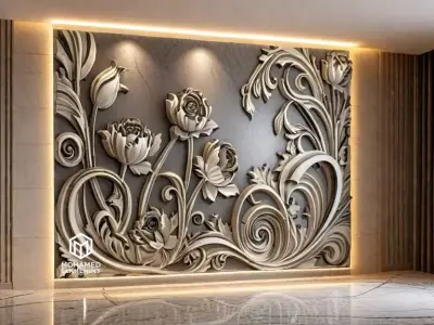 decor set wall panel wall relief mural CNC 35 3D model