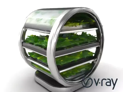 Futuristic Cylinder Greenhouse model pack Low-poly 3D model