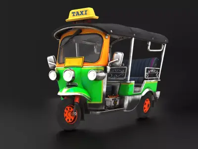 Tuk Tuk Stylized Rickshaw Low Poly 3D Model Low-poly 3D model