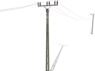 Electricity Pole 20 Low-poly 3D model