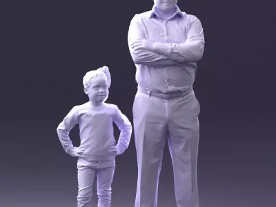 000383 3D Scanned Father and Daughter Standing Pose 3dp 3D print model