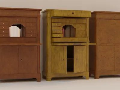 19th century secreter biedermeier style Low-poly 3D model