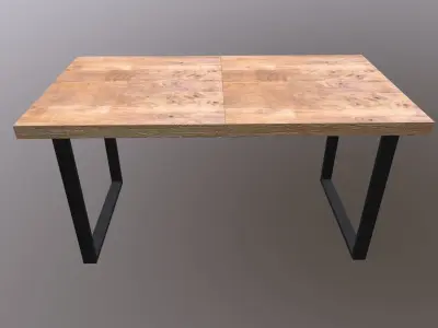 Table 3D Model wood and metal console 3D model