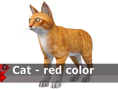 Cat - red color Low-poly 3D model
