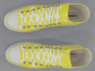 Basketball Leather Shoes Converse All Star Yellow Stars 3D model