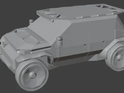 SiFi JEEP Game Ready Lowpoly Model Low-poly 3D model