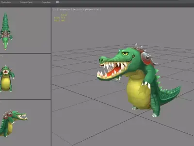 Cartoon Crocodile monster Low-poly 3D model