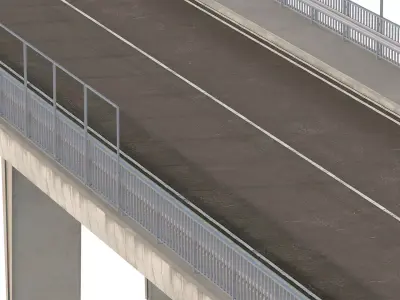 Detailed Concrete bridge at the the road 3D model