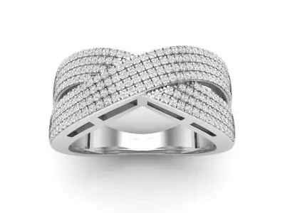 AV 498 Diamond Ladies Crossover Swirl Band Stackable Ring  3D print model